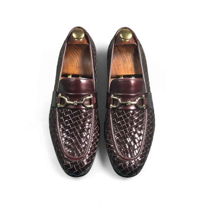 AS - Pat" Mehroon Patent Woven Leather Horsebit Loafers
