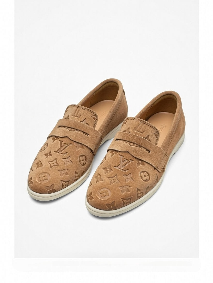 Premium Beige Designer Loafers for Men | Stylish Slip-On Shoes