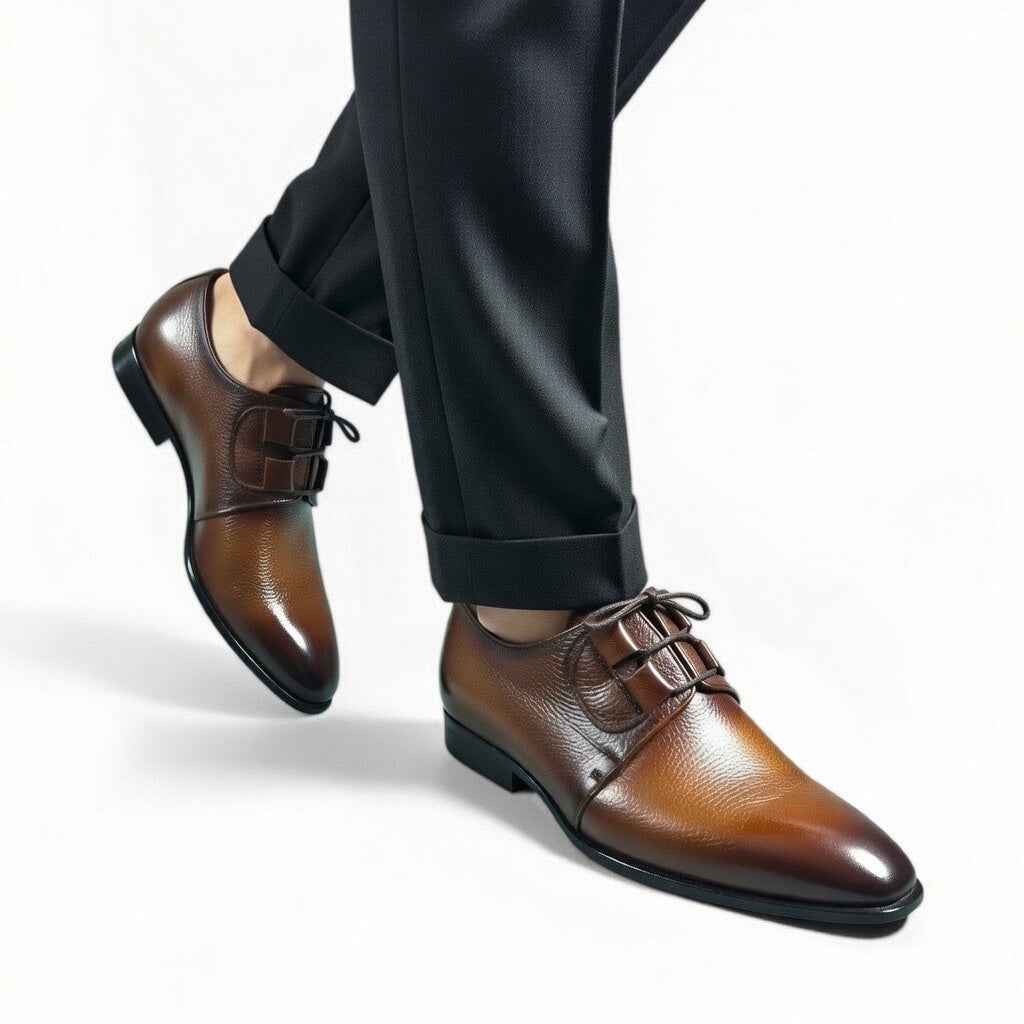 AS - Khab"Men’s Luxury Brown Leather Oxford Dress Shoes