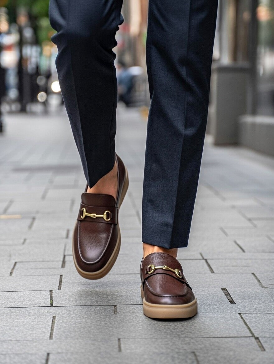 AS - Novak"Men’s Premium Brown Leather Bit loafer