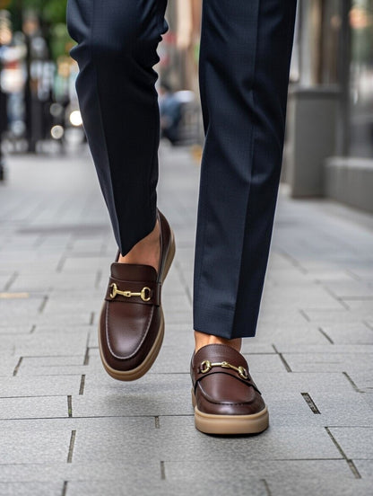 AS - Novak"Men’s Premium Brown Leather Bit loafer