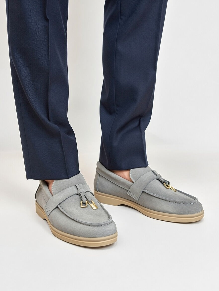 Men’s Grey Blue Suede Loafers
