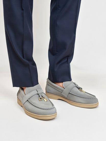 Men’s Grey Blue Suede Loafers